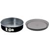 Lagostina Gustosa Tortiera Apribile con Cerniera in Acciaio Antiaderente per Forno, Nero, Diametro 24 cm & Gustosa Stampo Crostata in Acciaio Antiaderente per Forno, Nero, Diametro 28 cm
