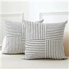 MYCDXE Set di 2 federe per cuscini 50 x 50 cm, motivo patchwork a righe nere, per divano, sedia, camera da letto, arredamento moderno, M013