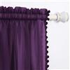Elegant Comfort Tende semitrasparenti con nappe con pompon, set di 2 pannelli, con tasca per asta da 5 cm, tende trasparenti in tinta unita, per soggiorno, camera da letto, 101 x 213 cm, viola