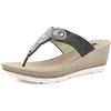 inblu Ciabatte Donna Infradito con Perline e Plantare Imbottito, Zeppa 6,5cm, Sandali, Nero, 35 EU