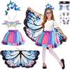 Ekukeon Costume da Farfalla per Bambina,6Pcs Farfalla Costume da Fata con Tutu Gonna,Ali Farfalla Costume,Maschera,Cerchietto Farfalla,Tatuaggi e Adesivi,Adatto per Ragazze a Carnevale,Festa di Gioco di Ruolo