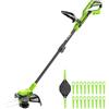 Greenworks 24V Tagliabordi a batteria, larghezza di taglio 30 cm, testa del motore rotante e inclinabile di 90°, con bobina di cavo e 20 lame in plastica, senza batteria né caricabatterie