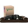 Furhaven Large Memory Foam Dog Bed Plush & Suede Sofa-Style w/Removable Washable Cover - Espresso, Large