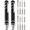 QUARKZMAN 2pz 8 in 1 Mini Tasca Penna Cacciavite Set CR-V Multifunzione Piccolo Caccia Magnetica Caccia Phillips e Testa Piatta Punte per Computer Occhiali Nero