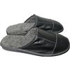 MARKA WYROBY WEŁNIANE - Pantofole da uomo in pelle - Pantofole invernali da uomo - con vera lana, pelliccia - foderate, morbide pantofole da casa per uomo - nero, Nero , 47 EU