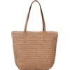 Laneko Grande borsa da spiaggia in paglia da donna, borsa a mano in paglia intrecciata con cerniera, borsa a tracolla estiva, B Style-marrone, Height:12.6(32CM) Top width:16.5(42CM)
