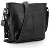 URBAN LEATHER Borsa a tracolla da donna, vintage, realizzata a mano, in vera pelle, borsa a secchiello, piccola, nera, nero, 8 inch(height) x 9.5 inch(width) x 2.5 inch(depth) x 4 inch(base)