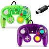 FIOTOK Gamecube Controller Classic Wired Controller per Wii Nintendo Gamecube (trasparente viola e verde trasparente)
