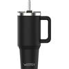WATERSY 891ml Tazza Termica con Manico, 30oz Tazza Mug Nero in Acciaio Inox, Thermos da Caffè con Cannuccia, Doppia Parete per Caldo 6 Ore/Freddo 12 Ore, per Palestra, Auto e Viaggio