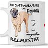 Tazze Premium Tazza Bullmastiff per colazione, the, tisana, caffè, cappuccino. Gadget tazza Mai Sottovalutare una Donna con un Cane bullmastiff. Idea regalo originale