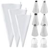 Mewtush Sac à Poche Professionale, Set Saccapoche Riutilizzabile in Cotone 30/35/40 cm con 6 Beccucci Decorativi in Acciaio Inox e Adattatore, Lavabile in Lavastoviglie, per Torte e Cupcake