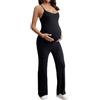 KINLYBO Tuta premaman Backless Bretella Pantaloni svasati Slim Fit Vita Alta Gamba Larga Pantaloni, Nero , XL