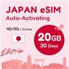 TSIM eSIM Giappone 30 giorni 20GB | eSIM QR inviata via e-mail entro 24 ore dalla spedizione | Scansione QR e utilizzo immediato | Attivazione automatica | Rete 5G con tethering/HotSpot/Condivisione