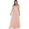 Maya Deluxe Maxi Abito Maya Bardot Vestito per Damigella d'Onore, Verde Smeraldo, 44 Donna