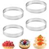 OHREN 4 Pezzi Anelli per Dessert in Acciaio Inox 430, Stampi per Tartellette, Crumpet Rings Perforati, Cerchi da Forno per Torte, Dolci, Mini Torte, Mini Pizze, Muffin (Ø 8 cm)