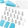 wugongshan 126 sacchetti da pasticceria con beccucci: 100 sac à poche e 18 beccucci in acciaio inox e 2 frizioni e 1 set di sac à poche professionale Eva ecc., decorazione di cupcakes biscotti