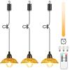 Lightsjoy Lampadario a Sospensione a Batteria, 3 Lampadario Rattan da Esterno Con Telecomando, Regolabile, Timer, IP65 Impermeabile Per gazebo Giardino Campeggio pranzo