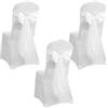 SUNOYA 3 Pezzi Fasce Per Sedie In Raso, Set Raso Sedia Sashes Fiocchi, Coprisedie Con Schienale, Fiocchi Per Sedie In Organza Per Sedia Con 3 Coprisedie Bianchi Per Feste, Matrimoni, Feste, Banchetti