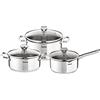 Tefal Utensili da cucina 6 pezzi, casseruola 16 cm, Pentole 20/24 cm, Coperchi in vetro, induzione, Acciaio inossidabile 18/10, Garanzia 10 anni, Base 3 strati, Duetto On A705S636