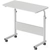 sogesfurniture Tavolo per computer portatile regolabile in altezza, con ruote, tavolino mobile per la cura del letto e del divano, 80 x 40 x 71-90 cm, bianco