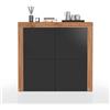 WHOUS Credenza e Buffet CHRONOS per Soggiorno con 4 Ante, Madia per Salotto, Cucina e Sala da Pranzo in Legno, 140x40x130 cm, Antracite Opaco e Rovere