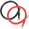SWAWIS 2 Pezzi Cavi Batteria Auto M8 50cm, Cavo Batteria 35mm² 12V/24V Cavi Batteria con Terminali ad Anello per Solare Moto Auto Cavo di Terra della Batteria, Nero + Rosso