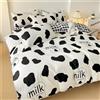 Odot Set Copripiumino 4 Pezzi, Set di Biancheria da Letto con Copripiumini, Lenzuola sopra e Federe, Set Biancheria da Letto Singolo Matrimoniale King (150x200cm,Motivo Mucca)
