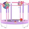 PILIN Trampolino per bambini con cestino da basket, 150 cm, per interni ed esterni, con piume, rete di sicurezza rialzata, giocattolo di compleanno per ragazzi e ragazze, regalo di Natale per bambini