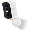 fanxiang Telecamera WiFi Esterno Senza Fili, Telecamera di Sicurezza Wireless con Visione 360°, Batteria Ricaricabile, Visione Notturna a Colori 10m, Rilevamento AI, PIR, IP65