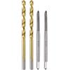 QUARKZMAN Set Maschi e Punte Trapano Metriche, 2pz M3 x 0.5 Maschi per Filettatura a Scanalatura Diritta e 2pz 3mm Punte Trapano Elicoidali Rivestito Titanio, Filettatura Maschiatura HSS6542