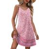 GRMLRPT Abito Corto Estivo da Spiaggia e Vacanza Stampa Floreale Scollo a V Senza Maniche Abitos Spalline Regolabili Leggero per Donna(Rosa,XL)
