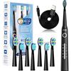 Seago Spazzolino Elettrico Spazzolino Da Viaggio Spazzolini Elettrici Per Adulti e Bambini 8 Testine Spazzolino 5 Modalità Spazzolino Da Denti Ricaricabile SG-958 (Nero)