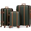 FERGÉ set di 3 valigie viaggio MILANO - bagaglio rigido dure leggera 3 pezzi valigetta 4 ruote verde