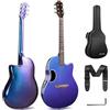 CAHAYA Chitarra Elettro-Acustica 41 Pollici: Fibra di Carbonio con Finitura Sfuma Blu-Viola Elegante, Tavola in Abete, Pickup Piezo Integrato, Perfetta per Viaggio e Palco (CCF0396P)