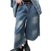 Foweknow Baggy Jeans da uomo, casual, vestibilità comoda, pantaloni in denim, a forma di gamba, per adolescenti, ragazzi, hip hop, streetwear, vintage, 3/4, per il tempo libero, Blu, XL