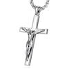Eusense Collana con Croce di Gesù in Argento 925 Ciondolo Crocifisso Cattolico, Ciondolo Amuleto Gioiello Religioso Regalo per Uomo Donna