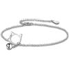 Dankadi Bracciale con piccolo gatto sonaglio in 925 argento, 20 cm 27 cm regolabile bracciale da polso alla caviglia, charm animale, piede estivo, spiaggia, elegante regalo di gioielli per donna