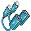JSAUX Adattatore da USB C a USB 3.0 [2 Pezzi] Cavo OTG USB di Tipo C Compatibile con iPhone 15Pro Max/15Pro/15 Plus, iPad Pro 2022, MacBook Pro/Air, Samsung Galaxy S23/S22 Ultra, Huawei P50-verde