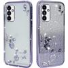 BAOJAY Compatibile per Samsung Galaxy M13 4G / M23 / F23 Silicone Case [Glitter Bling Cover Glitter Clear View,Custodia Trasparente Antiurto regali per ragazze e signoreo-Viola
