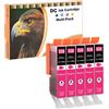 LOSMANN D&C 5x Magenta Cartucce d'inchiostro compatibili per Canon CLI-526 per Canon Pixma IP4850 IP4900 MG5140 MG5150 MG5240 MX710 MX715 MG6100 MG6150 MG6200 IP4950 IX6550 MG5300 MG5340 MG5350 MG6250