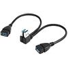 baolongking Cavo di prolunga USB 3.0, 20 cm, adattatore ad angolo destro e sinistro di 90 gradi, tipo A maschio a femmina, connessione ad alta velocità, 2 pezzi