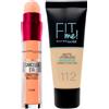 Maybelline New York Instant Anti-Age Cancella Età Correttore Multiuso 02 Nude Applicatore + Fit Me Matte & Poreless Fondotinta Liquido 112 Soft Beige Pelli Normali e Grasse