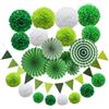 FORMVERSITY 23PCS Fiori di Carta per Decorazioni, FORMVERSITY Ventaglio di Carta Verde, Decorazioni Compleanno, Bandierine Triangolo Colorate, Adatto per Festival, Feste, Matrimoni, Battesimi