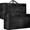 YUEcthynous 2pz Grande Scatole per Armadio Oxford 120 L,Grande Borse Trasloco per Vestiti, Borsa Pieghevole per Traslochi con Manici Rinforzati, Scatole Sottoletto, Contenitori Armadio, Trapunte, Coperte, Nero
