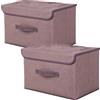 NCRGB Scatole Portaoggetti in Tessuto,Scatole Portaoggetti Scatole per Armadio con Coperchio Set,Pieghevole,Contenitore per Armadio,Vestiti,Armadi (36×23×24cm/2pack, Caffè)