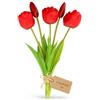 MIJOMA Tulipani artificiali, fiori artificiali, Real Touch, decorazione da tavolo (5 pezzi, lunghezza 28 cm, rosso)