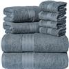 nice homeit Set Asciugamani in Cotone 100%, 8 Pezzi, Asciugamani Da Bagno, Made in Italy, Palestra, Hotel e Spa. Molto Assorbente (GRIGIO SCURO)