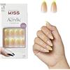 KISS Acrylic Nude French Press-On Nails Kit - Gialla Unghie Finte Corte, Dual Form Gel Ricostruzione Unghie, Kit Ricostruzione Completo con Colla per Unghie Finte Adesive e Tip in Gel Manicure