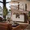 Credenza madia moderna 150xH84 cm 3 ante beige nero Lima