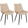 Beliani Set 2 Sedie da Pranzo in Ecopelle Beige Gambe in Acciaio Nero